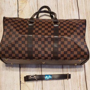 checkered duffel bag